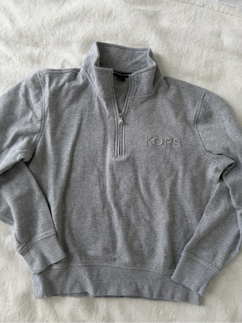 Michael Kors Men’s Light Gray Half-Zip Pullover Sweatshirt